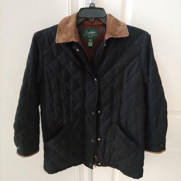 Lauren Ralph Lauren Quilted Jacket Womens 4 P Flannel Lined Corduroy Collar - Picture 1 of 6